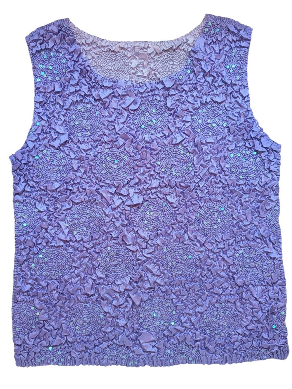 Vintage Crinkle Iridescent Sequin Crinkle Lavender Purple Tank Top